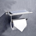 Appendiabiti per rotolo di carta porta carta igienica lucida in acciaio inossidabile con ripiano per cellulare, Glossy Toilet Paper Holder