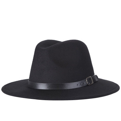 Cappello Fedora da uomo da donna Cappello da jazz Cappello casual da esterno in misto lana nera