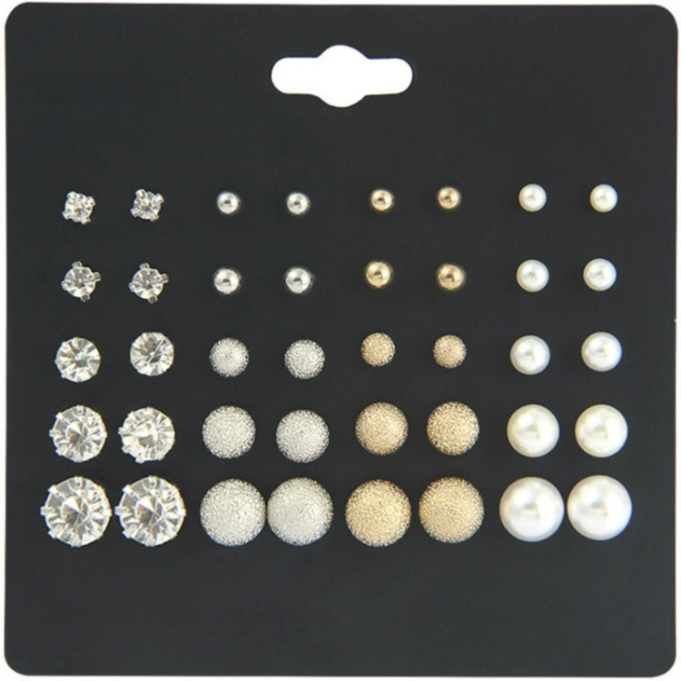 Set 20 paia orecchini donna con zirconi e perle