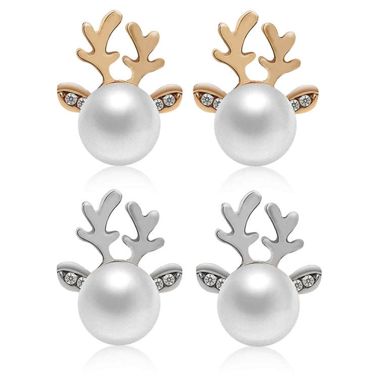 Micro-set Orecchini con corna di perle Orecchini con testa di cervo Orecchini con borchie di alce