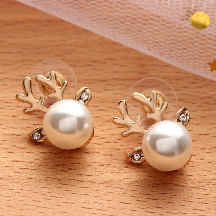 Micro-set Orecchini con corna di perle Orecchini con testa di cervo Orecchini con borchie di alce