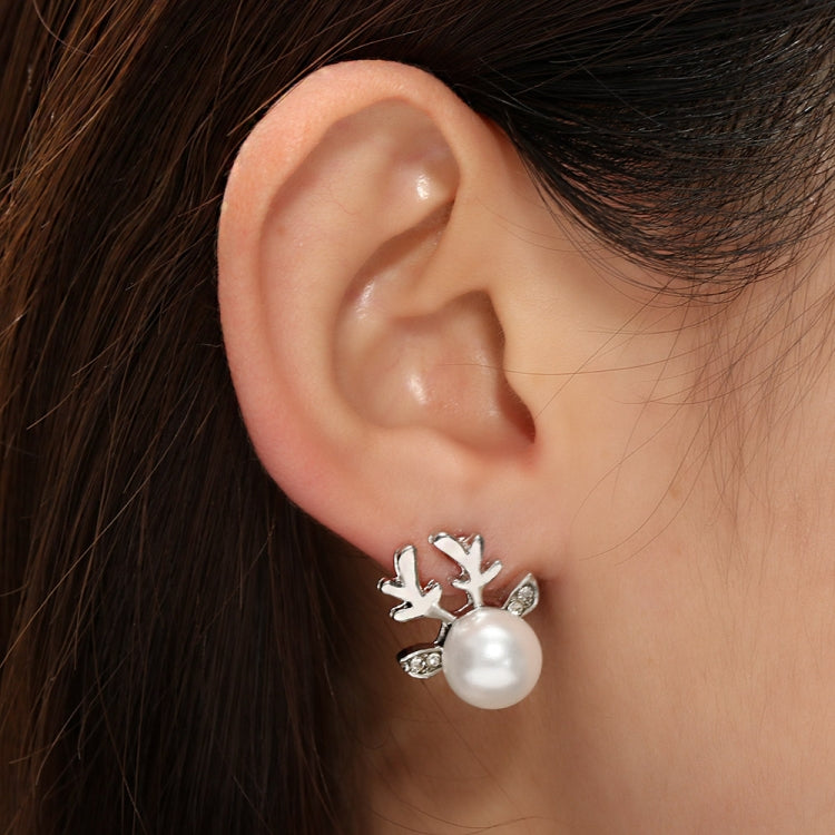 Micro-set Orecchini con corna di perle Orecchini con testa di cervo Orecchini con borchie di alce