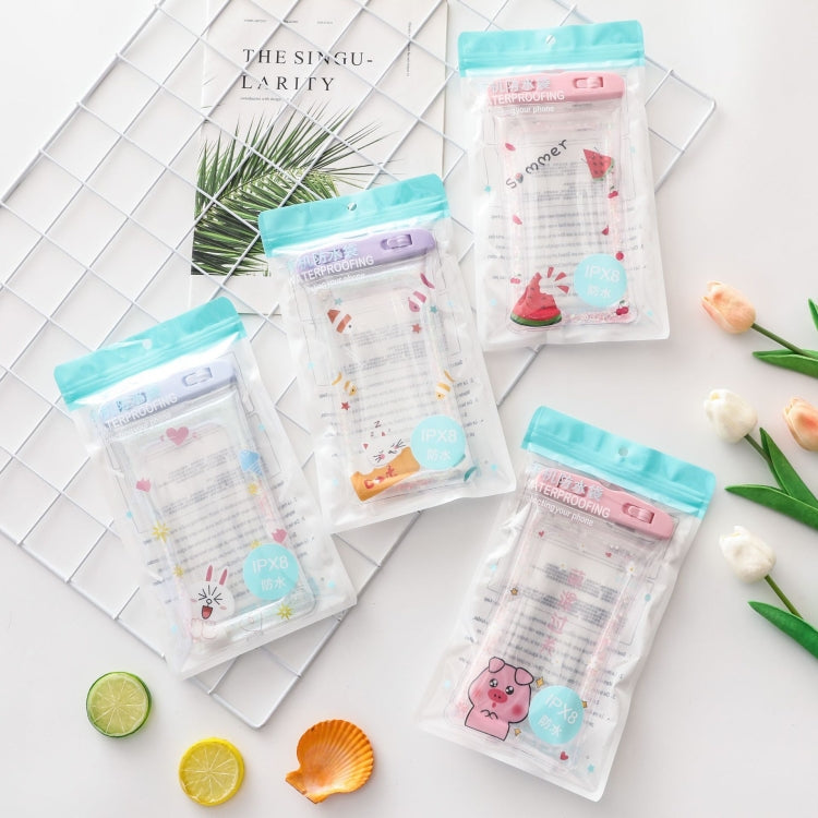 Borsa impermeabile galleggiante per telefono cellulare con airbag gonfiabile per nuoto trasparente, consegna casuale dei colori, Pink Watermelon, Green Peach, Purple Kitten, Blue Bunny, There is a Mine at Home, Green Cactus 1, Green Cactus 2           ...