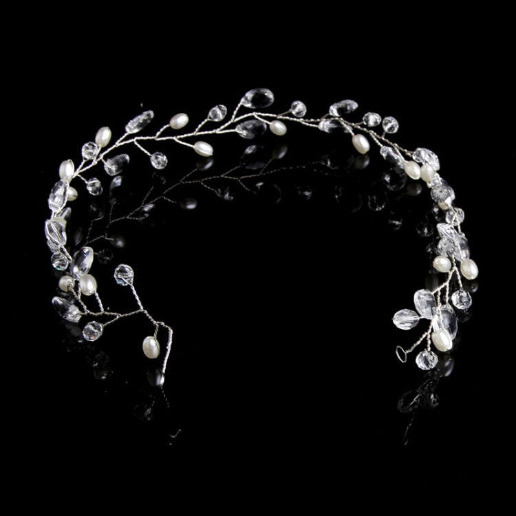 Cerchietto da sposa con foglie e cristalli 10cm