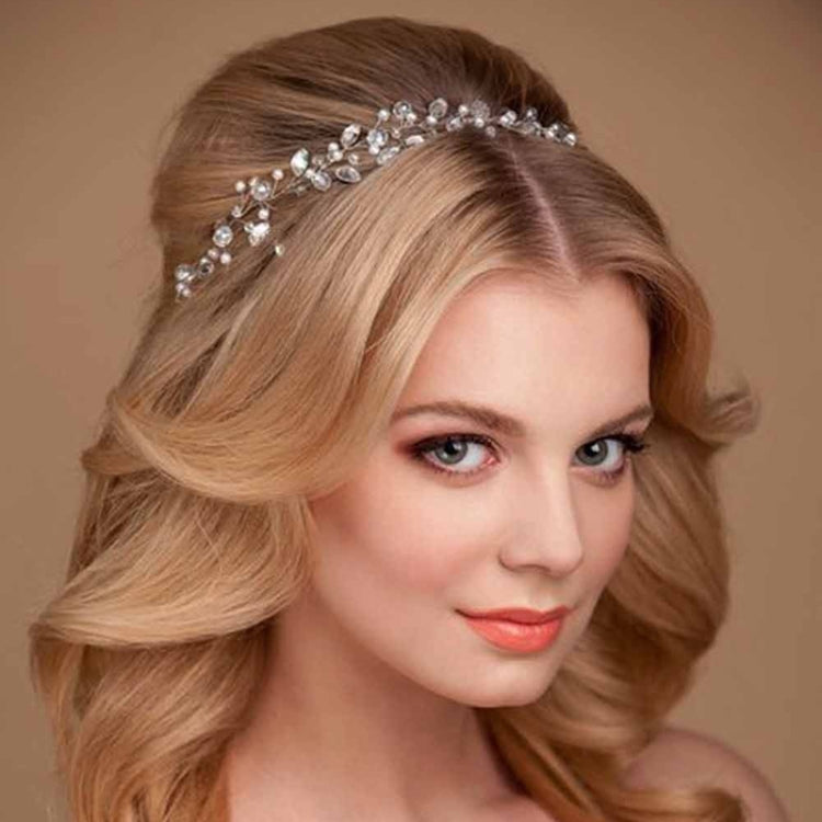 Accessori per capelli da sposa con foglie alla moda Gioielli per capelli in cristallo fatti a mano Copricapo da sposa per donna