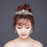 Corone da sposa di lusso in oro rosa con perle Corone fatte a mano Tiara da sposa Fascia da sposa in cristallo Diadema da sposa Corona regina Accessori per capelli da sposa, Pearl Crown Pink, Pearl Crown Gold, Pearl Crown White