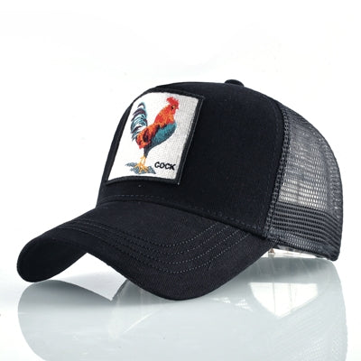 Berretto da baseball in cotone con animali ricamati