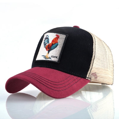 Berretto da baseball con animali ricamati in cotone
