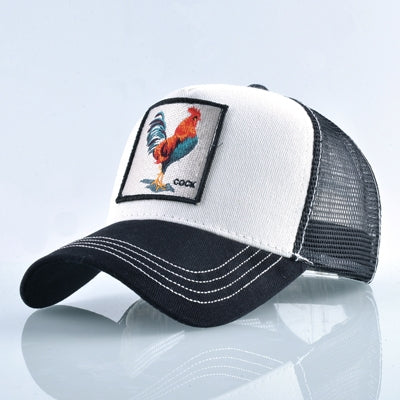 Berretto da baseball con animali ricamati in cotone
