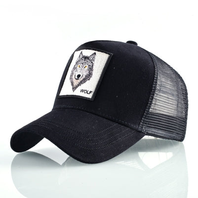 Berretto da baseball con animali ricamati in cotone