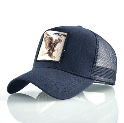 Berretto da baseball con animali ricamati in cotone