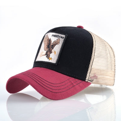 Berretto da baseball con animali ricamati in cotone
