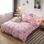 Federa copripiumino in quattro pezzi per letto semplice in cotone macinato, 150x200cm, 180x220cm, 200x230cm