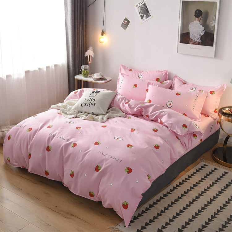 Federa copripiumino in quattro pezzi per letto semplice in cotone macinato, 150x200cm, 180x220cm, 200x230cm