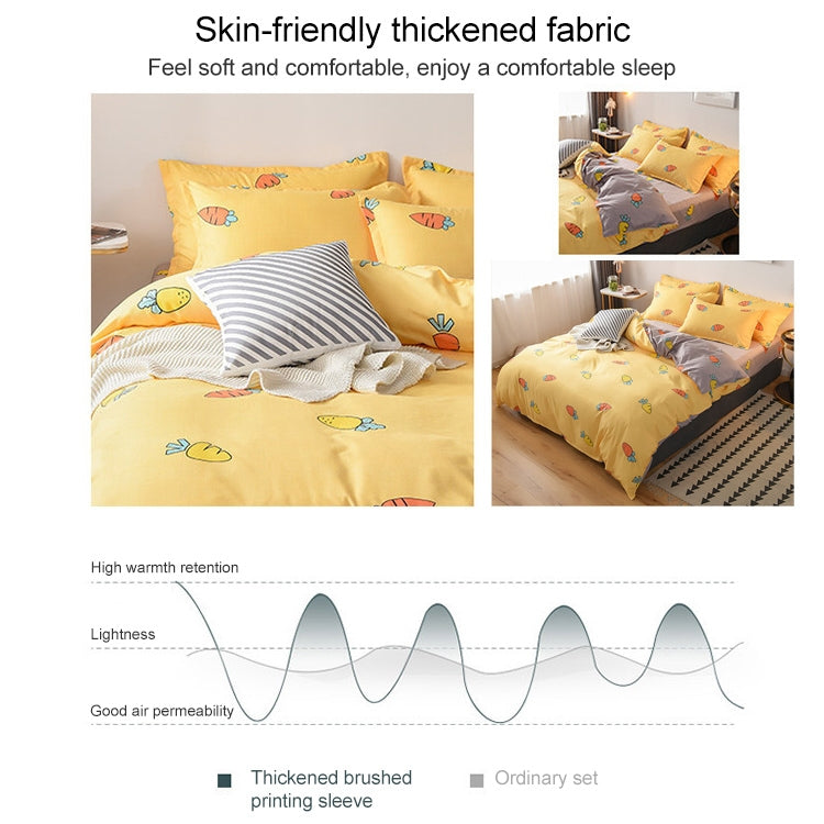 Federa copripiumino in quattro pezzi per letto semplice in cotone macinato, 150x200cm, 180x220cm, 200x230cm