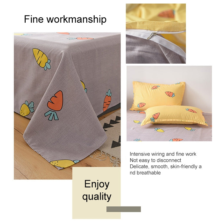 Federa copripiumino in quattro pezzi per letto semplice in cotone macinato, 150x200cm, 180x220cm, 200x230cm