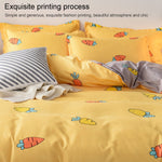 Federa copripiumino in quattro pezzi per letto semplice in cotone macinato, 150x200cm, 180x220cm, 200x230cm