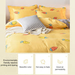 Federa copripiumino in quattro pezzi per letto semplice in cotone macinato, 150x200cm, 180x220cm, 200x230cm