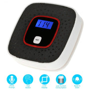 Rilevatore di monossido di carbonio Sensore di allarme gas Tester di gas avvelenato Rilevatore di avviso vocale umano con display LCD