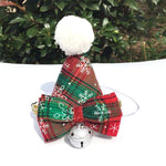 Set di 2 accessori per le vacanze con cappello natalizio e papillon per animali domestici, Bow Tie Set