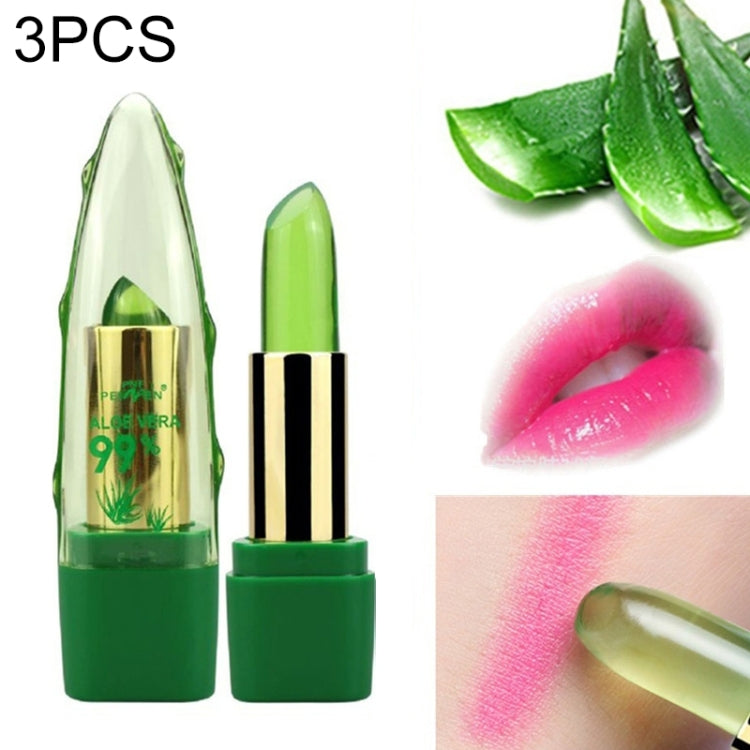 3 pezzi PNF Aloe Vera Rossetto idratante naturale Cambiamento di temperatura Balsamo per labbra Rossetto rosa magico