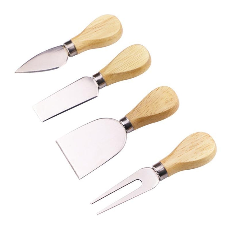Set di 4 coltelli da formaggio in acciaio inossidabile con manico in bambù, affettatrice per formaggio con manico in legno, 4 in 1  Cheese Knife