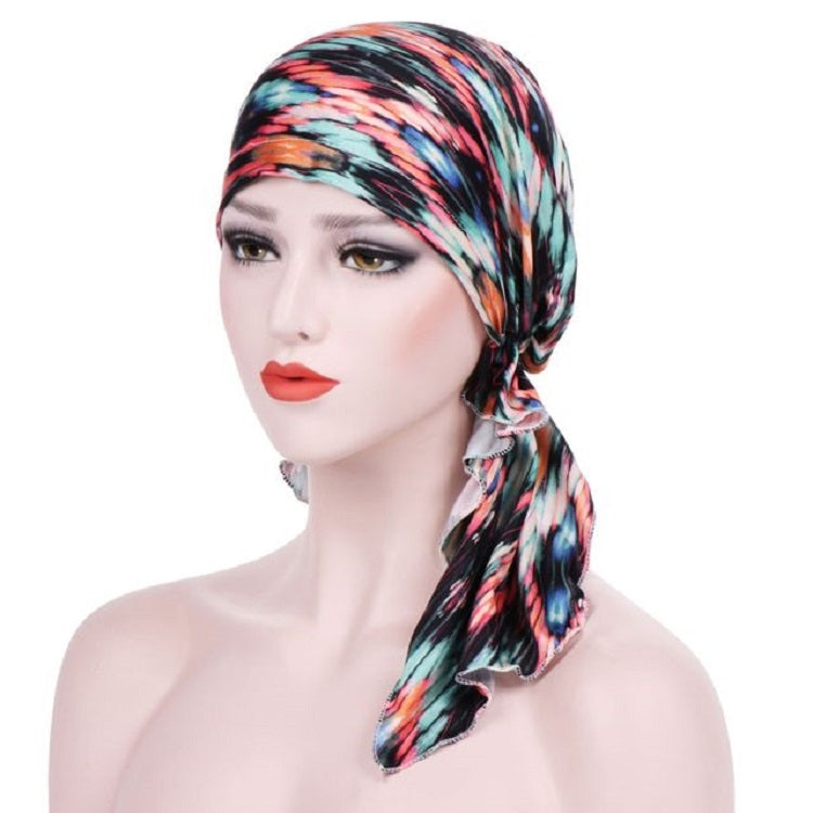 Cappello turbante curvo in tessuto floreale con stampa elasticizzata, M 56-58cm