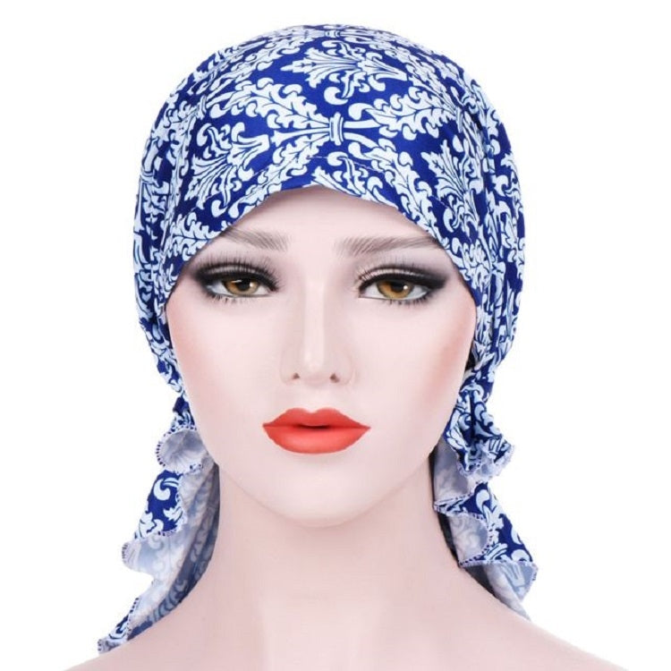 Cappello turbante curvo in tessuto floreale con stampa elasticizzata, M 56-58cm