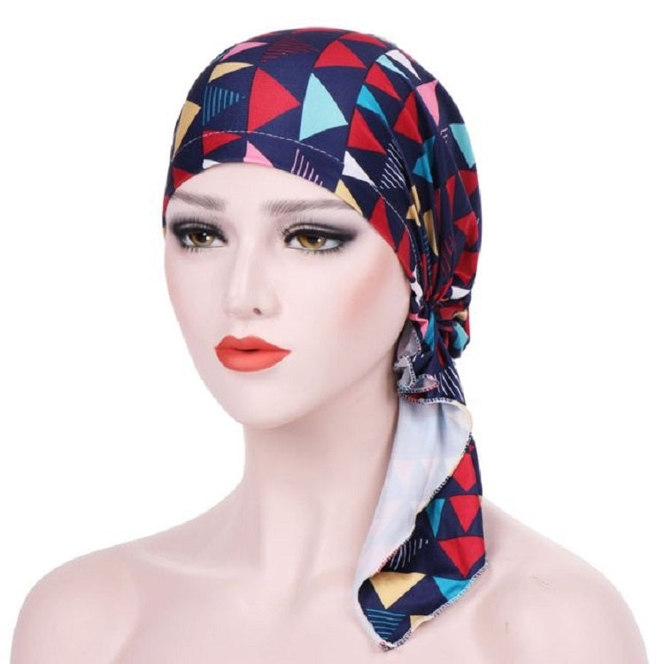 Cappello turbante curvo in tessuto floreale con stampa elasticizzata, M 56-58cm