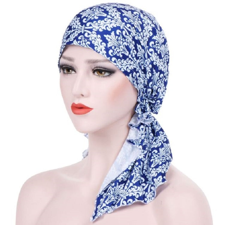 Cappello turbante curvo in tessuto floreale con stampa elasticizzata, M 56-58cm