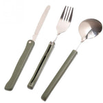 Mini set da tavola portatile Set di posate pieghevoli per attrezzi da esterno con coltelli forchetta cucchiaio per campeggio picnic in acciaio inossidabile