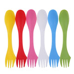 2 set 3 in 1 stoviglie da campeggio all'aperto resistenti al calore cucchiaio forchetta coltello utensili da campeggio per escursionismo (6 pezzi = 1 set), 2 Set