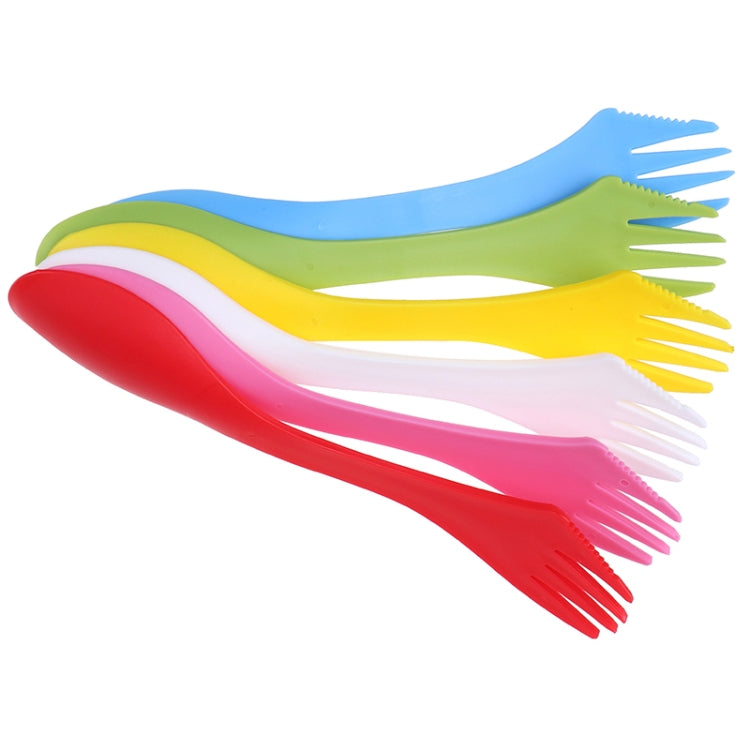 2 set 3 in 1 stoviglie da campeggio all'aperto resistenti al calore cucchiaio forchetta coltello utensili da campeggio per escursionismo (6 pezzi = 1 set), 2 Set