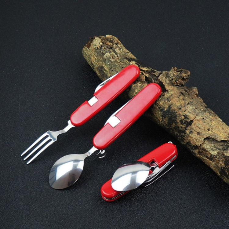 Stoviglie da esterno Cucchiaio / Forchetta / Coltello / Apribottiglie in acciaio inossidabile Set di posate pieghevoli multifunzionali 4 in 1