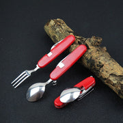Stoviglie da esterno Cucchiaio / Forchetta / Coltello / Apribottiglie in acciaio inossidabile Set di posate pieghevoli multifunzionali 4 in 1