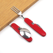 Stoviglie da esterno Cucchiaio / Forchetta / Coltello / Apribottiglie in acciaio inossidabile Set di posate pieghevoli multifunzionali 4 in 1