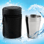 4 in 1 Mini tazza da esterno in acciaio inossidabile per escursionismo, campeggio, viaggio, set di tazze per acqua potabile portatile, tazza in pelle, 30ML