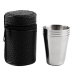 4 in 1 Mini tazza da esterno in acciaio inossidabile per escursionismo, campeggio, viaggio, set di tazze per acqua potabile portatile, tazza in pelle, 30ML