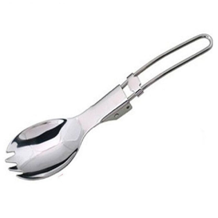 2 pezzi da campeggio all'aperto escursionismo in acciaio inox, cucchiaio, forchetta in metallo, stoviglie, forchetta, picnic, cucchiaio pieghevole