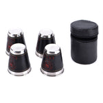 4 in 1 70ml Stoviglie da campeggio all'aperto Tazze da viaggio Set Forniture da picnic Bicchiere da birra per vino in acciaio inossidabile Tazze da whisky Pelle PU
