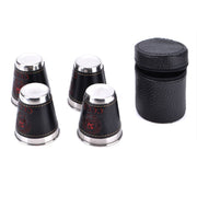 4 in 1 70ml Stoviglie da campeggio all'aperto Tazze da viaggio Set Forniture da picnic Bicchiere da birra per vino in acciaio inossidabile Tazze da whisky Pelle PU