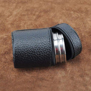 4 in 1 70ml Stoviglie da campeggio all'aperto Tazze da viaggio Set Forniture da picnic Bicchiere da birra per vino in acciaio inossidabile Tazze da whisky Pelle PU