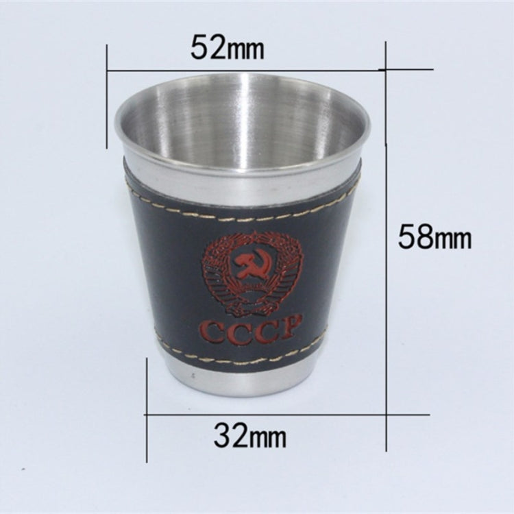 4 in 1 70ml Stoviglie da campeggio all'aperto Tazze da viaggio Set Forniture da picnic Bicchiere da birra per vino in acciaio inossidabile Tazze da whisky Pelle PU