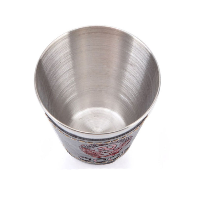 4 in 1 70ml Stoviglie da campeggio all'aperto Tazze da viaggio Set Forniture da picnic Bicchiere da birra per vino in acciaio inossidabile Tazze da whisky Pelle PU