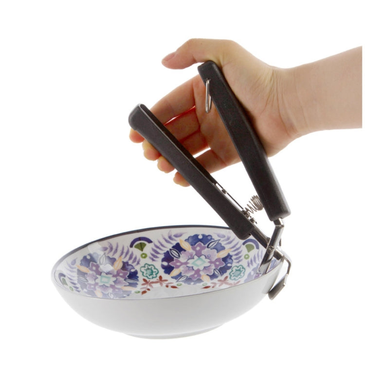 Home Camping Hinking Anti-caldo Anti-scottatura Pentola Ciotola Pan Ciotola Pinza Pentole Cottura Picnic Braccio Supporto Carrier Maniglia Morsetto a clip, Bowl Picker, Black