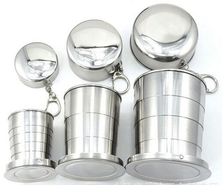Tazza pieghevole da campeggio in acciaio inossidabile Tazza da viaggio per campeggio all'aperto Tazza pieghevole portatile, S 60ML, M 150ML, L 250ML