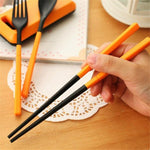 Set di bacchette forchetta posate pieghevoli 3 in 1 in ABS con scatola di immagazzinaggio Set di stoviglie da viaggio per escursionismo da campeggio all'aperto