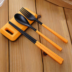 Set di bacchette forchetta posate pieghevoli 3 in 1 in ABS con scatola di immagazzinaggio Set di stoviglie da viaggio per escursionismo da campeggio all'aperto