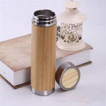 Boccetta sottovuoto in acciaio inossidabile con bottiglia termica in bambù creativo, 450ml  Stainless Steel, 450ml  Purple Clay