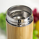 Boccetta sottovuoto in acciaio inossidabile con bottiglia termica in bambù creativo, 450ml  Stainless Steel, 450ml  Purple Clay